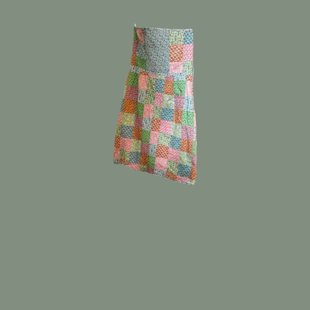Vineyard Vines strapless dress with patchwork design.